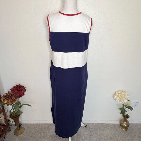 Bechamel Dress Patriotic Red White Blue 4th of July Preppy Sleeveless Sz M - Picture 2 of 7